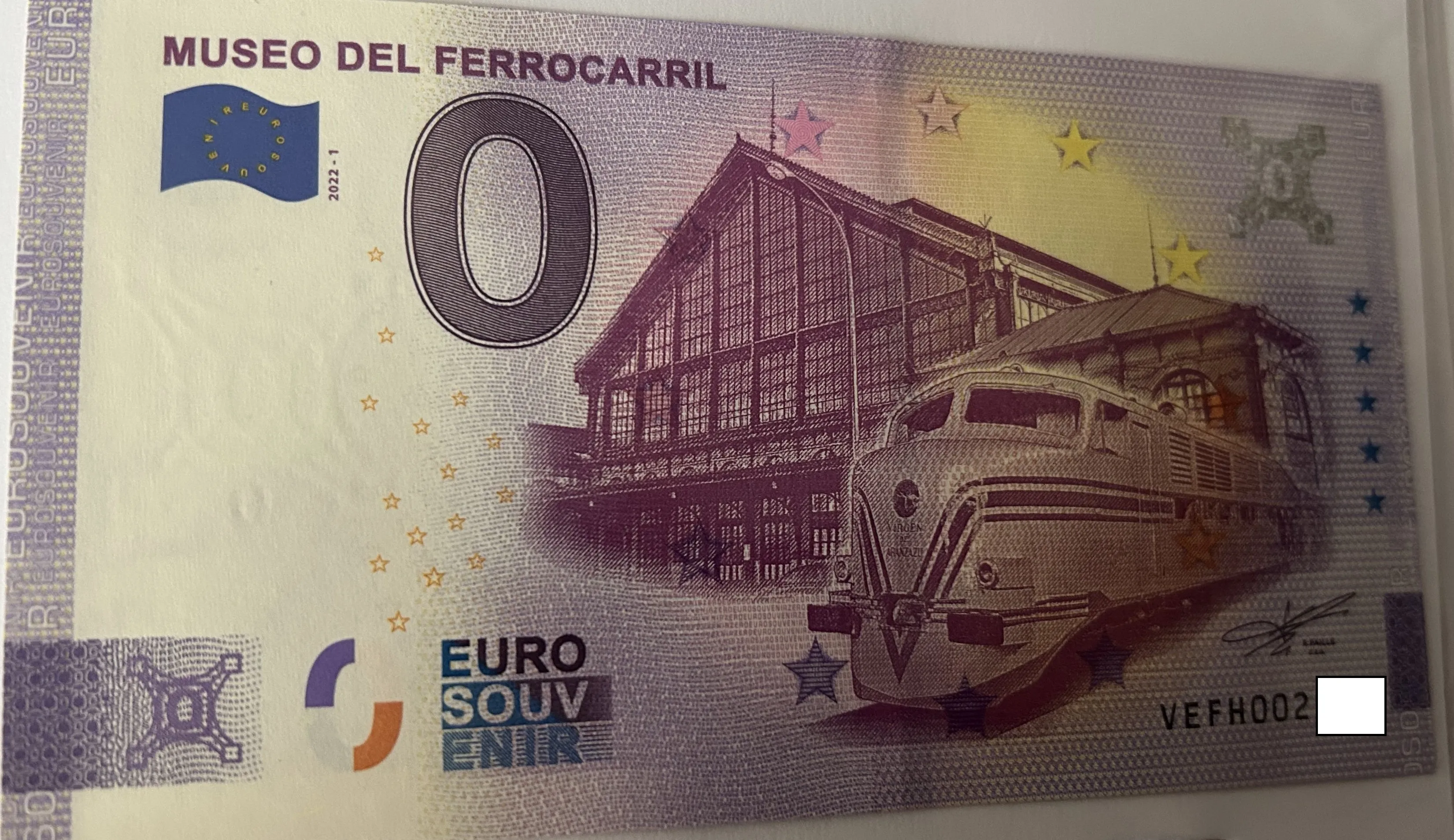 BILLETE 0 EURO ESPAÑA VEFH 2022-1 MUSEO FERROCARRIL ANNIVERSARY